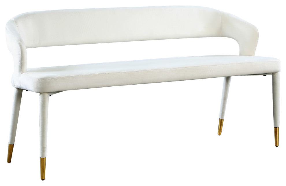 Destiny Upholstered Bench, Cream, Velvet