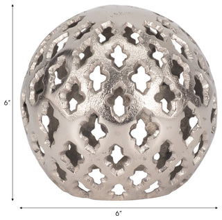 Metal, 6" Cut-Out Orb, Silver
