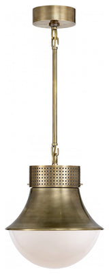 Precision Pendant, 1-Light, Antique Burnished Brass, White Glass, 10"W