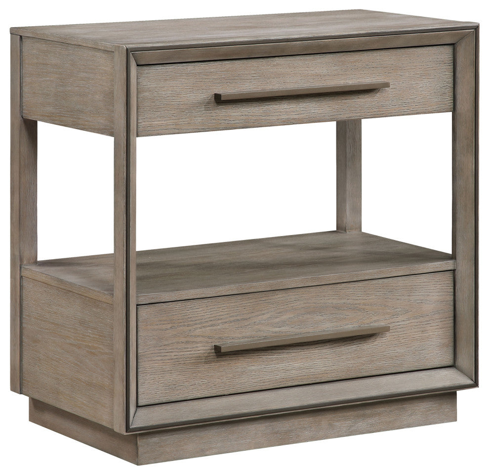 Durango 2-drawer Nightstand Bedside Table Taupe Oak
