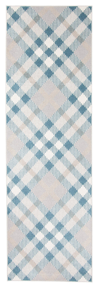 Aqua Kors Area Rug, Gray, 2'6"x8'