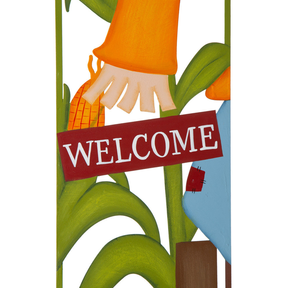 41.5"H Fall Metal Scarecrow and Corns Combo Yard Stake
