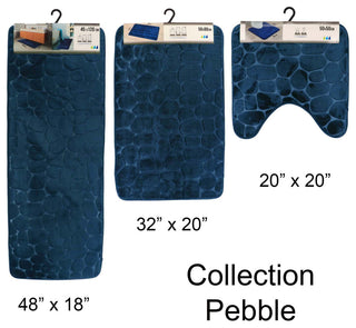 Bath Rug Memory Foam Mat 3D Pebble, Navy Blue, Contour Rug 20"x20"