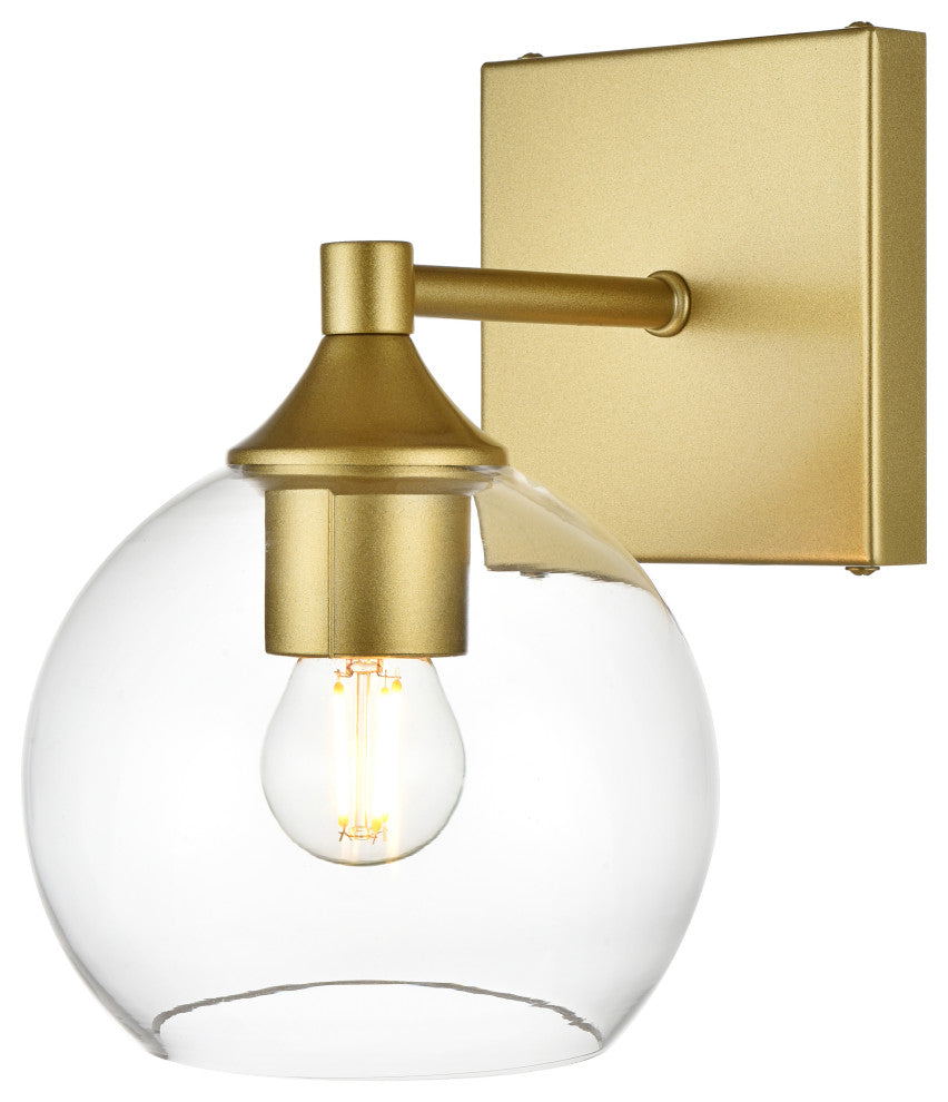 1 Light Brass And Clear Bath Sconce