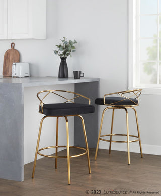 Charlotte Glam 26" Fixed-Height Counter Stool, Set of 2