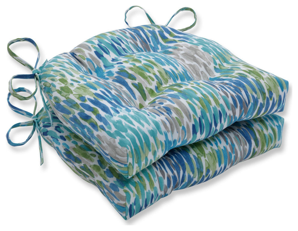 Make It Rain Cerulean Outdoor Deluxe Tufted Chairpad Set of 2