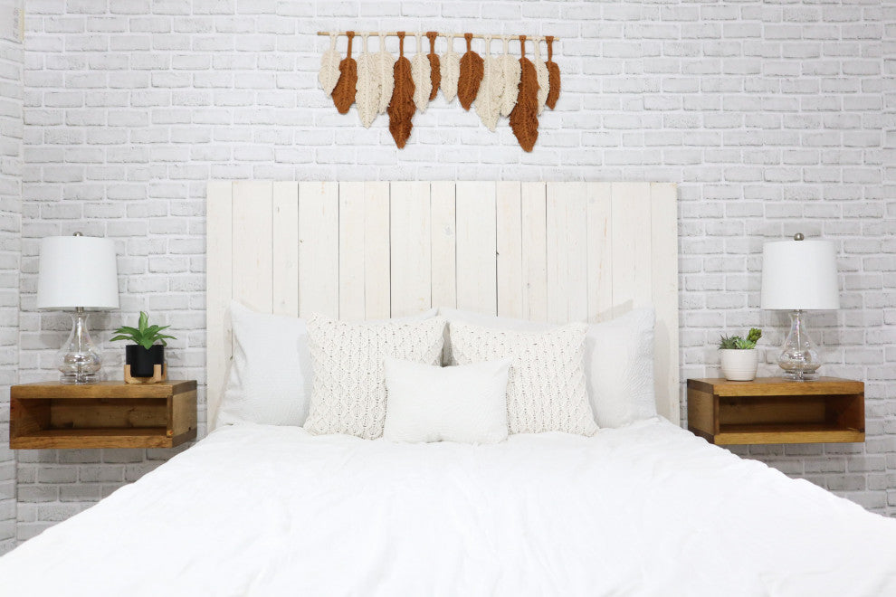 Handcrafted Headboard, Leaner Style, Whitewash, Queen