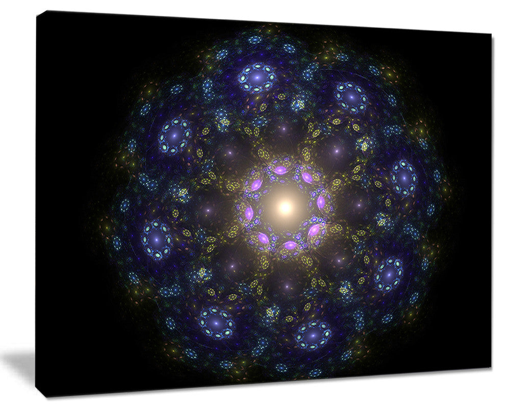 "Blue Abstract Fractal Mandala Flower" Floral Wall Art Canvas, 40"x30"