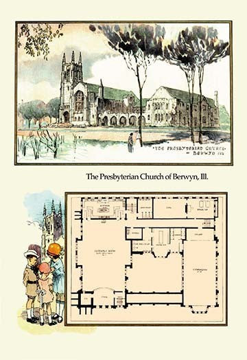 The Presbyterian Church of Berwyn, Ill.- Fine Art Giclee Print 24" x 36"