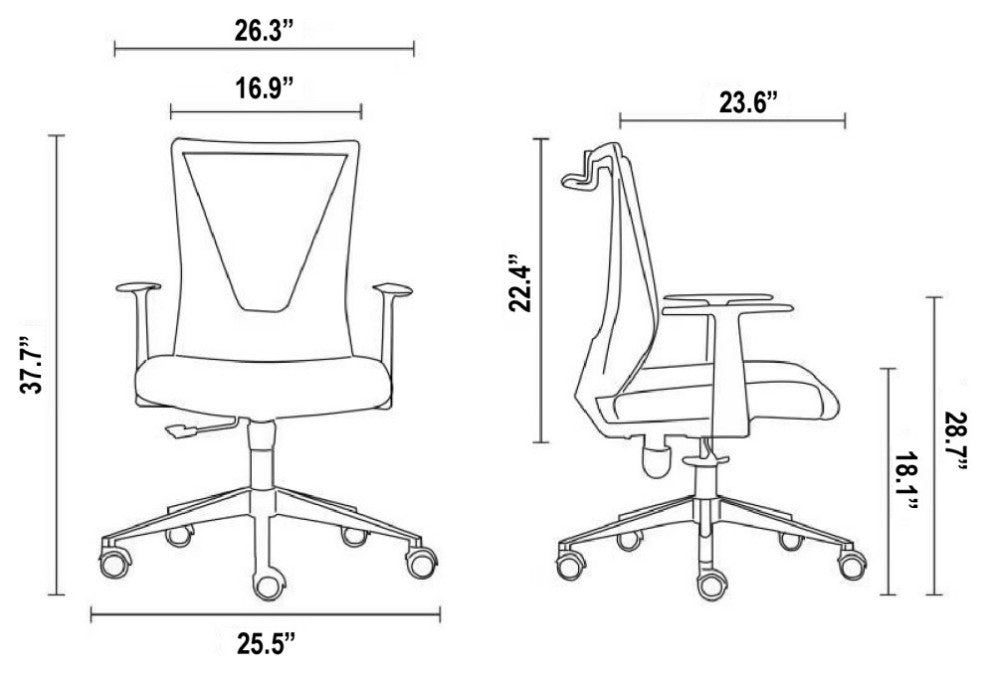 Hobart Low Back Revolving Ergonomic Office Chair, Black