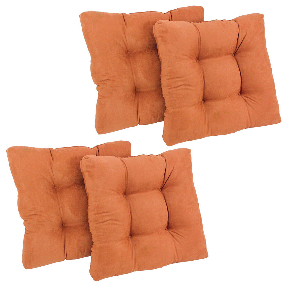19" Squared Microsuede Tufted Dining Chair Cushion, Set of 4, Spice