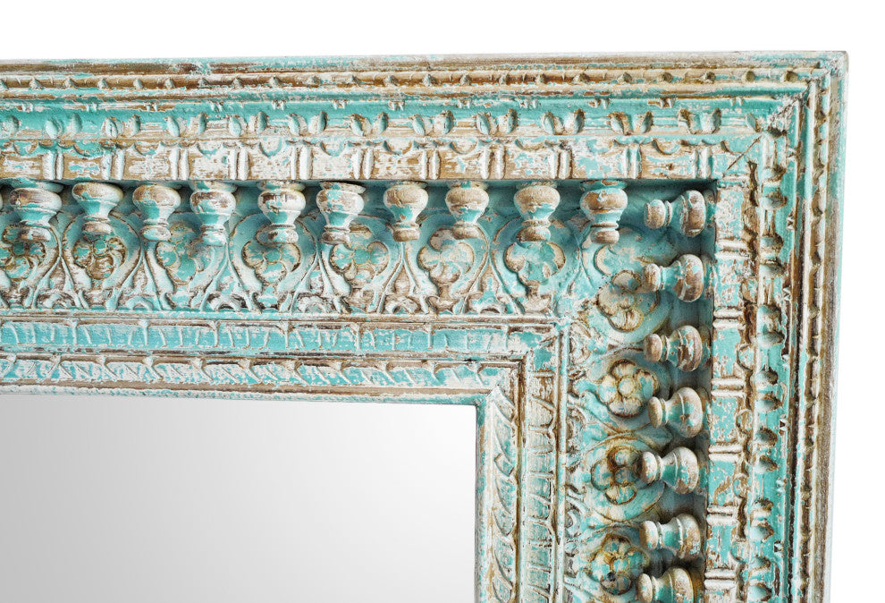Blue Wash Carved Moulding Mirror