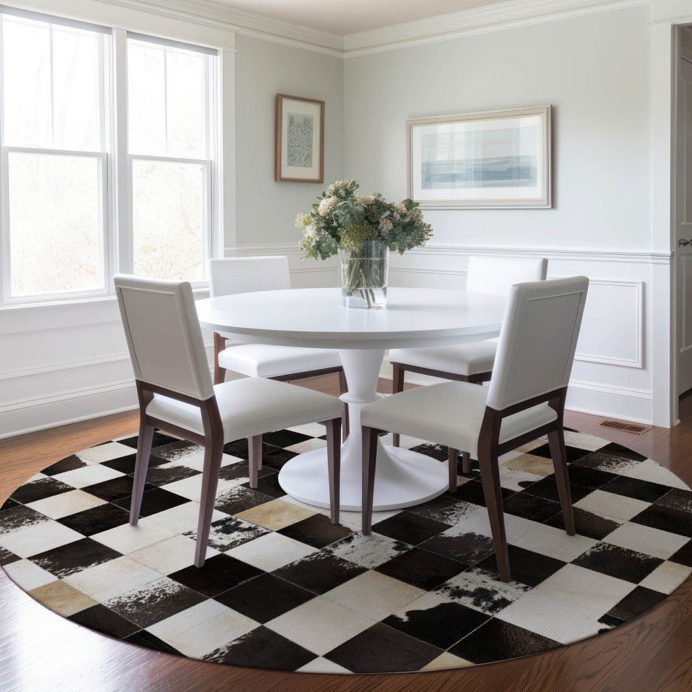 Addison Premium Washable Mayfield AMF105 Black 8' x 8' Round Rug