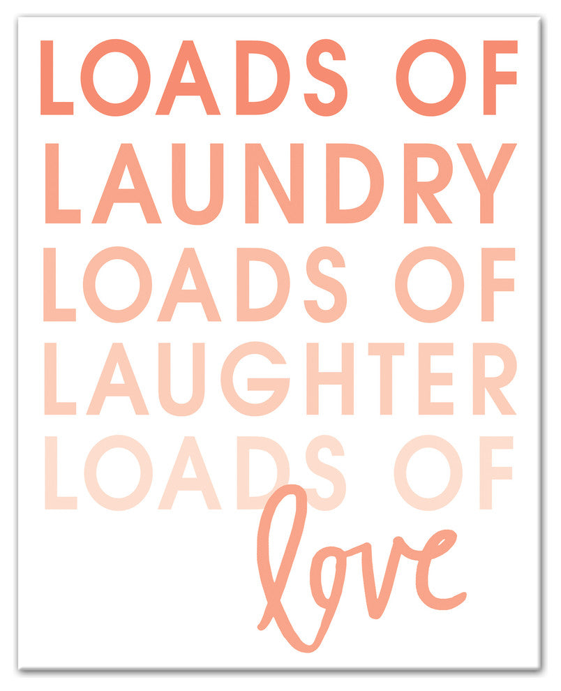 Loads of Laundry, Laughter, and Love Wall Art, Pink, 16"x20"