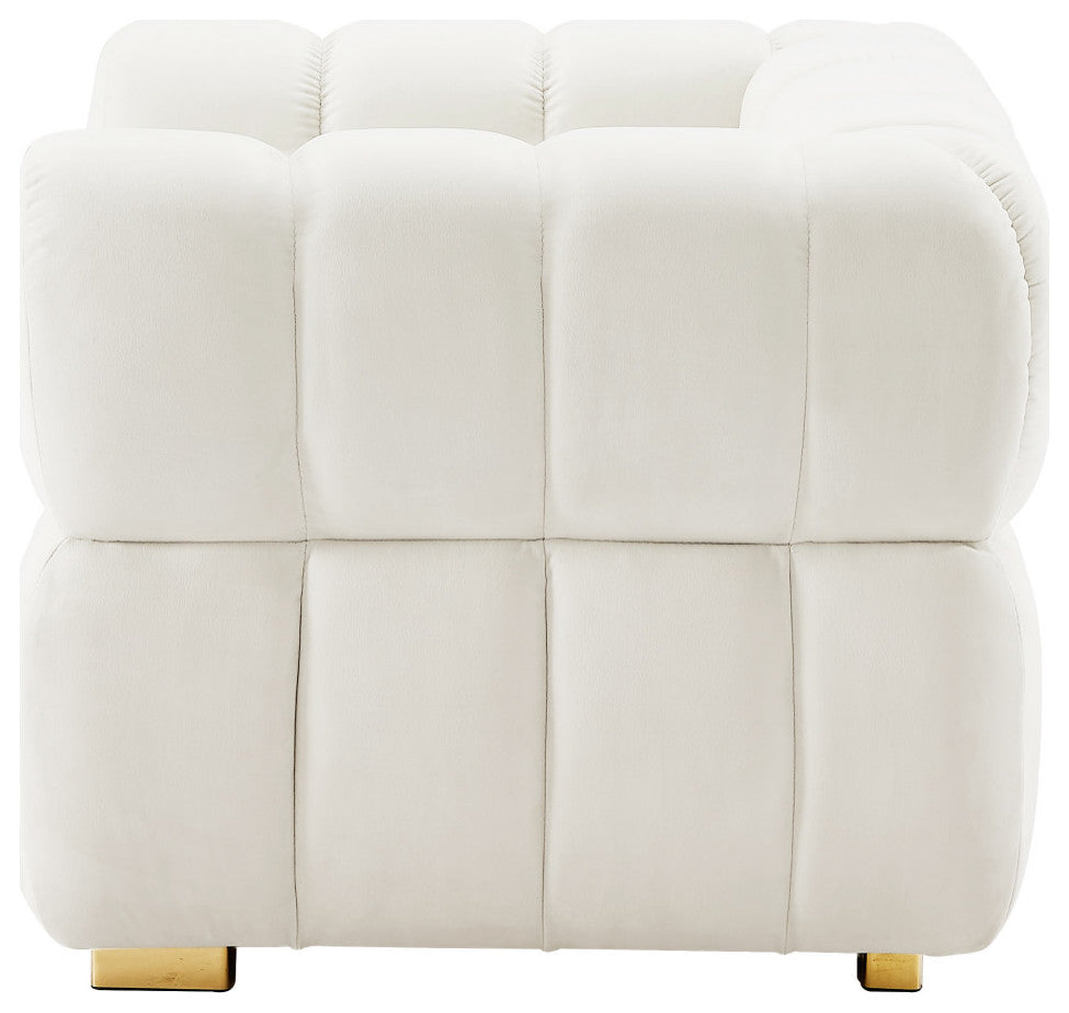 Gwen Velvet Upholstered Chair, Cream, Chair