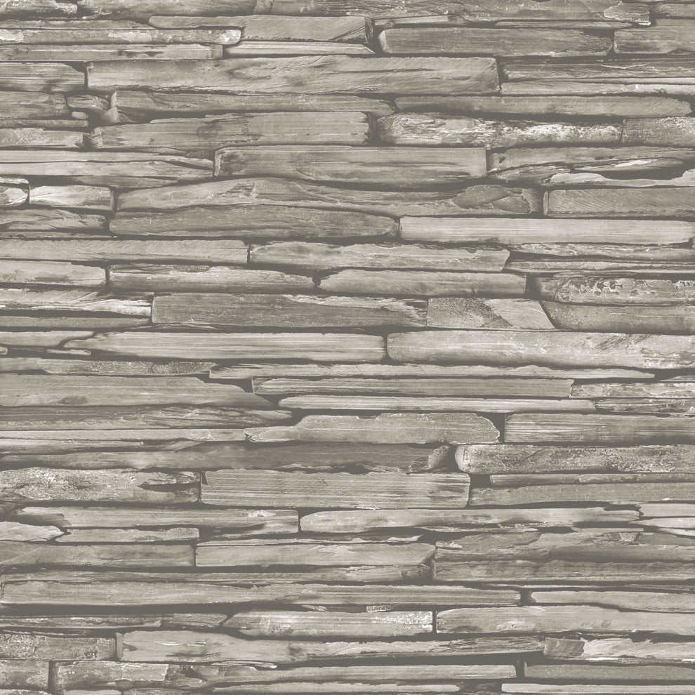 McGuire Taupe Stacked Slate Wallpaper Bolt