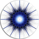 Blue Digital Flower Art, Floral Digital Art Disc Metal Wall Art, 38"