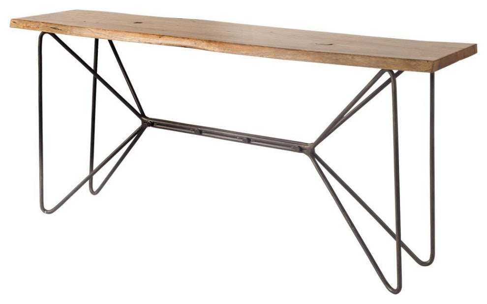 16" Brown Solid Wood 4 Legs Console Table