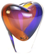 Murano Glass Design Cuore Crystal Vase Topaz Amethyst