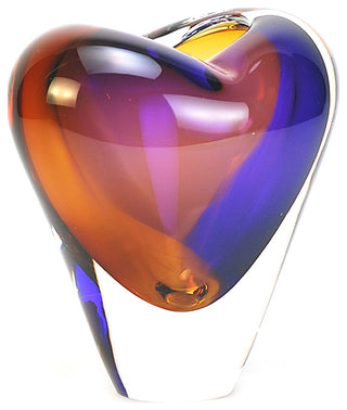 Murano Glass Design Cuore Crystal Vase Topaz Amethyst