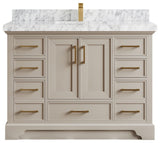 Charlotte 48" Single Sink Bath Vanity in Fine Grain 2" Carrara Marble