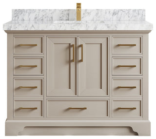 Charlotte 48" Single Sink Bath Vanity in Fine Grain 2" Carrara Marble
