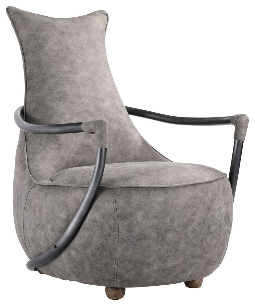 First of A Kind Carlisle Club Chair Rolling Gray Velvet