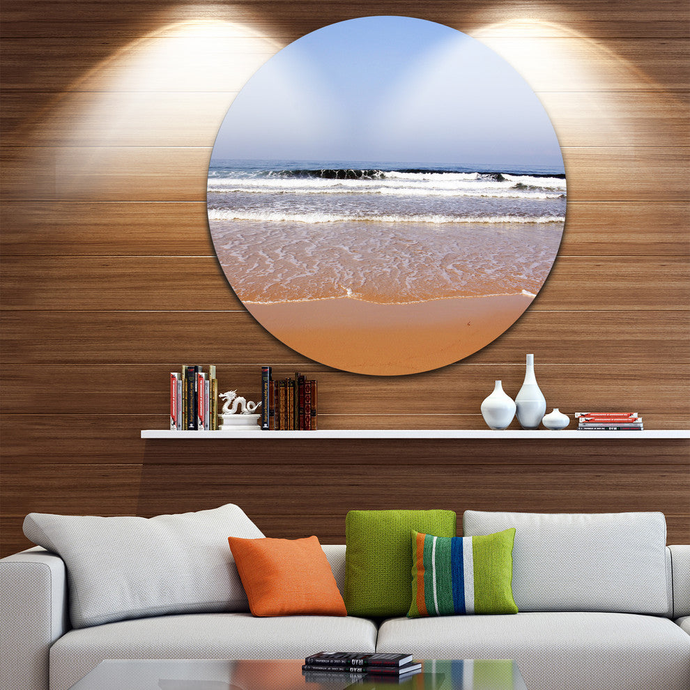 Beautiful Sea And Beach Ashdod Israel, Seascape Disc Metal Artwork, 11"