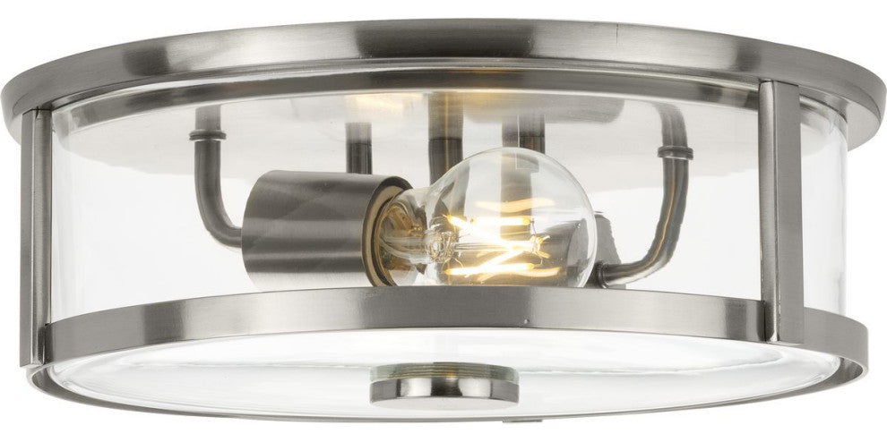 Gilliam Collection 12-5/8" Two-Light Brushed Nickel Flush Mount