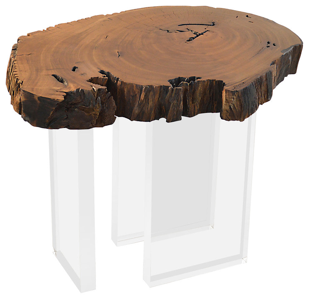 Bahia Pequi and Acrylic Side Table