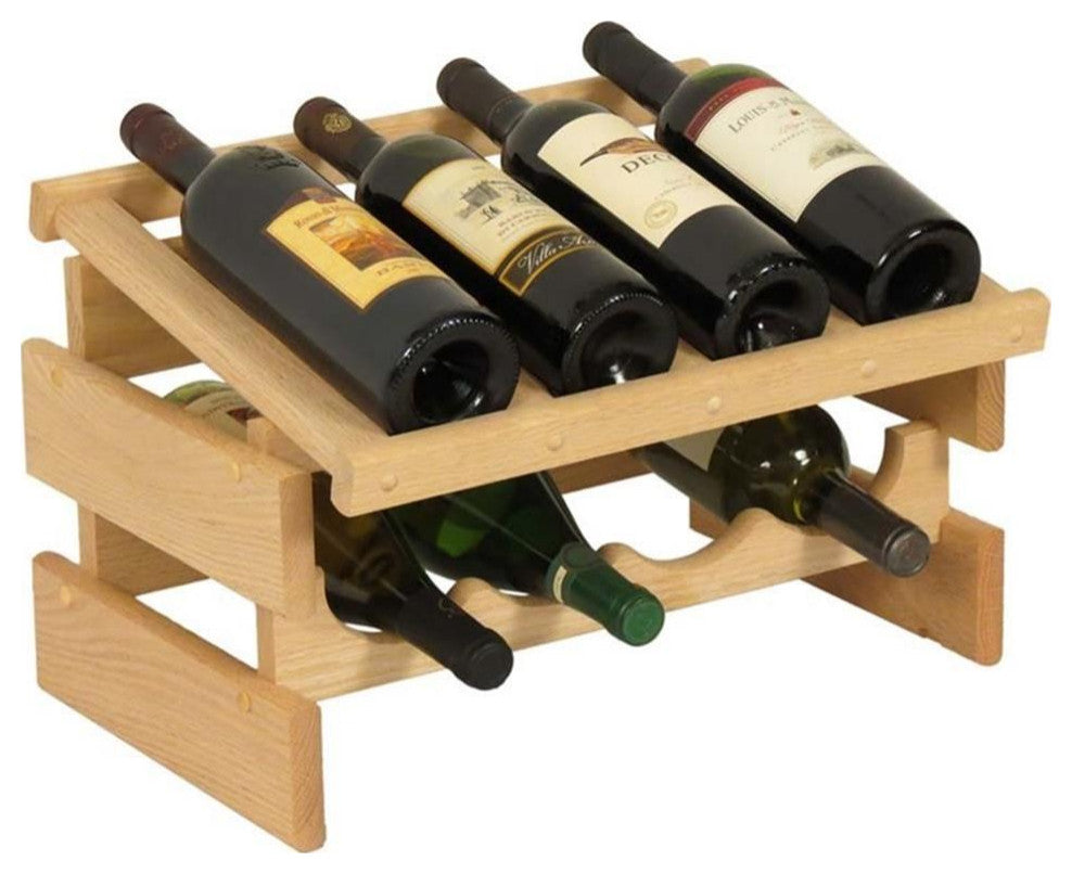 Wooden Mallet Dakota 2 Tier 8 Bottle Display Top Wine Rack in Natural