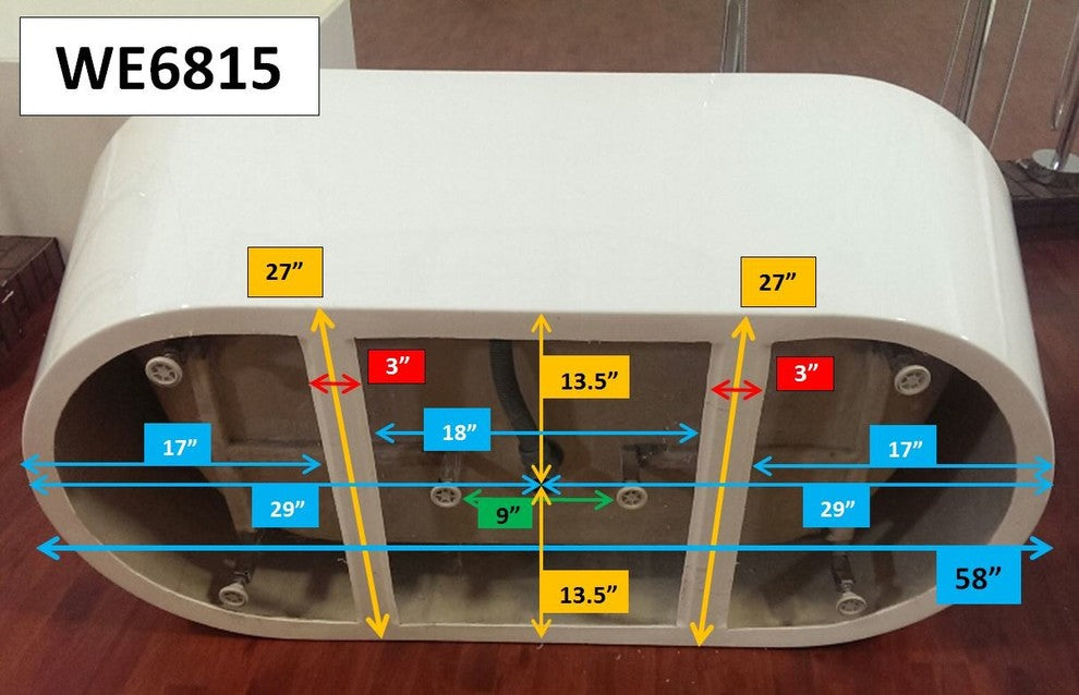Legion Furniture Acrylic Tub, White, 67.3"