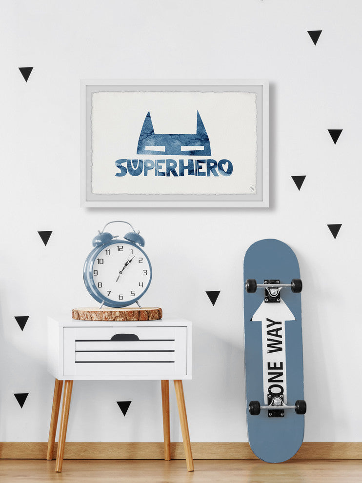 "Superhero Mask" Framed Painting Print, 12"x8"