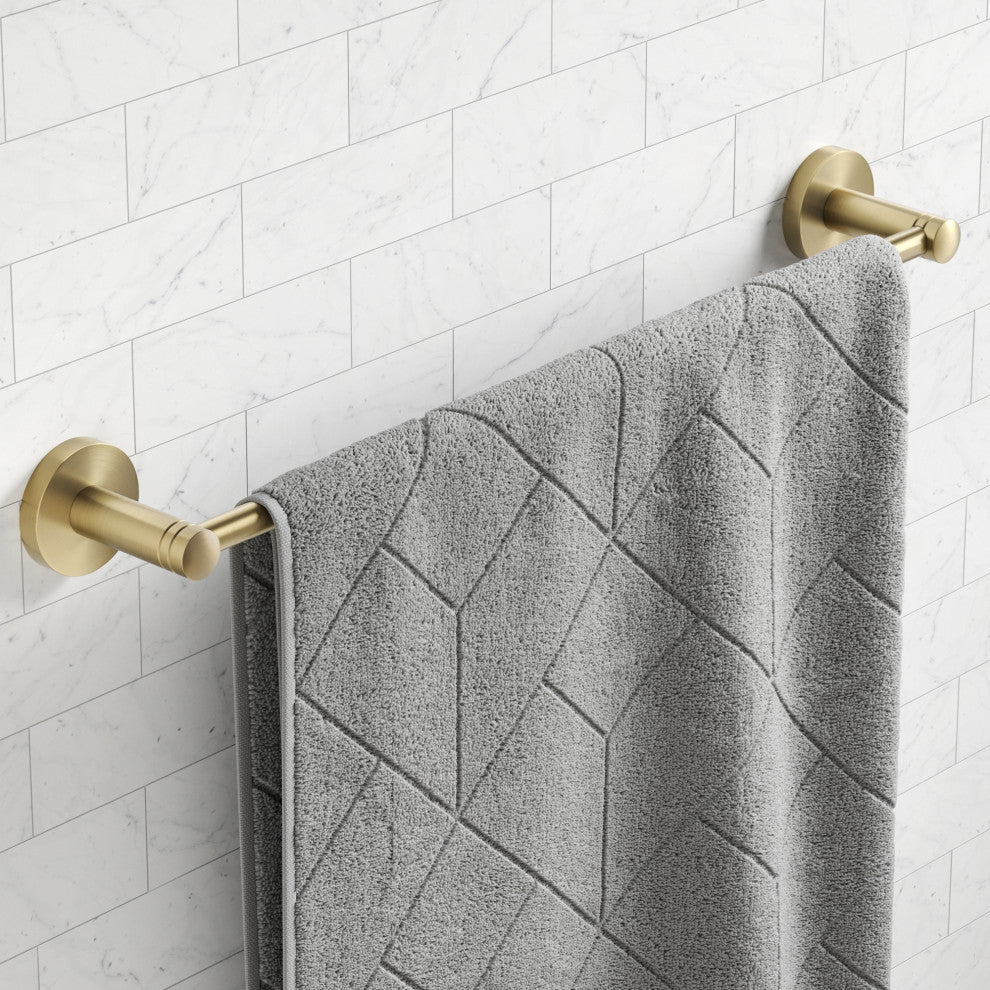 Elie Bathroom 18" Towel Bar, Brushed Gold
