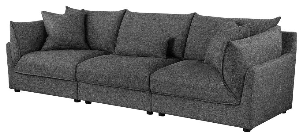 Sasha 3-Piece Upholstered Sofa Barely Black