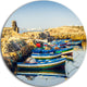 Ancient Phoenician Port Africa, Landscape Round Metal Wall Art, 36"