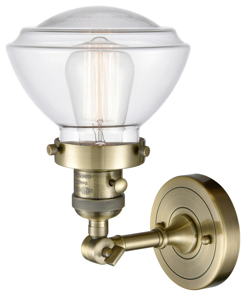 Olean 1-Light Sconce, Antique Brass, Clear