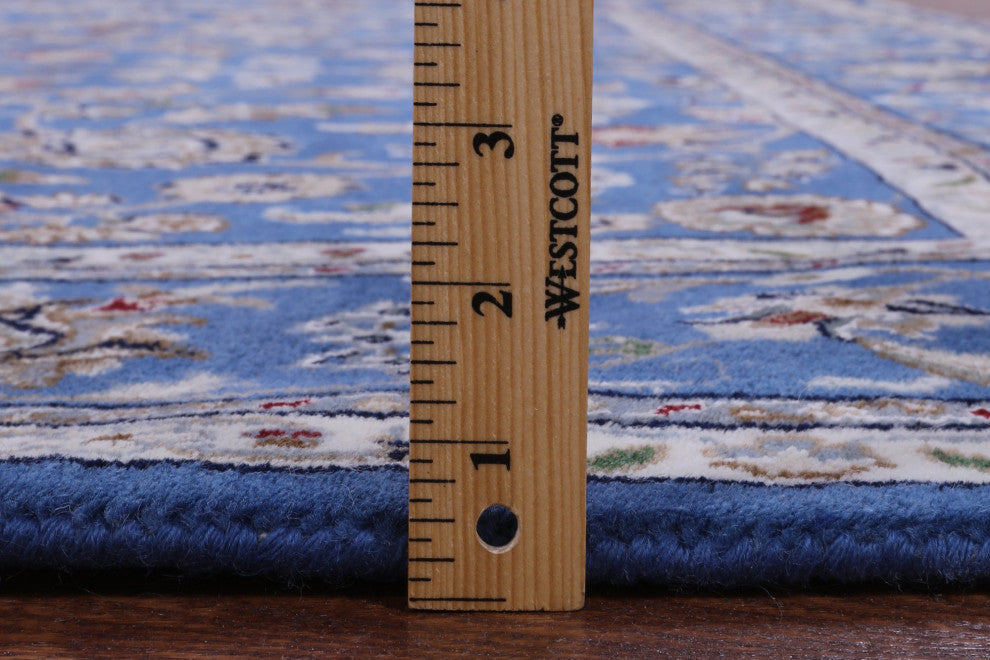 6' Square Persian Nain Wool & Silk Handmade Rug - Q13133