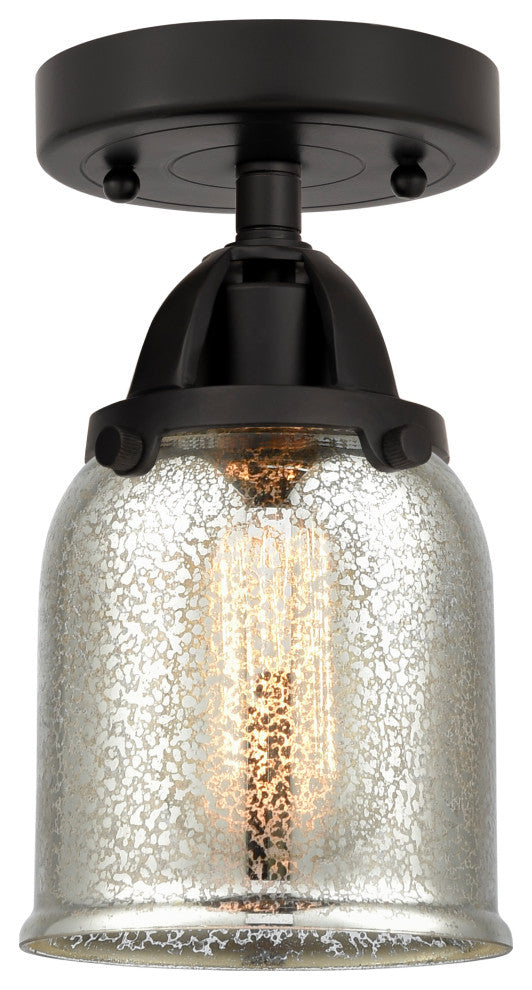 Small Bell Semi-Flush Mount, Matte Black, Silver Plated Mercury