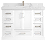Boston 48 Single Sink Bath Vanity in White 2" Calacatta Nuvo