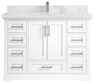 Boston 48 Single Sink Bath Vanity in White 2" Calacatta Nuvo