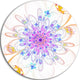 Blue Fractal Flower With Abstract Petals, Floral Round Artwork, 23"
