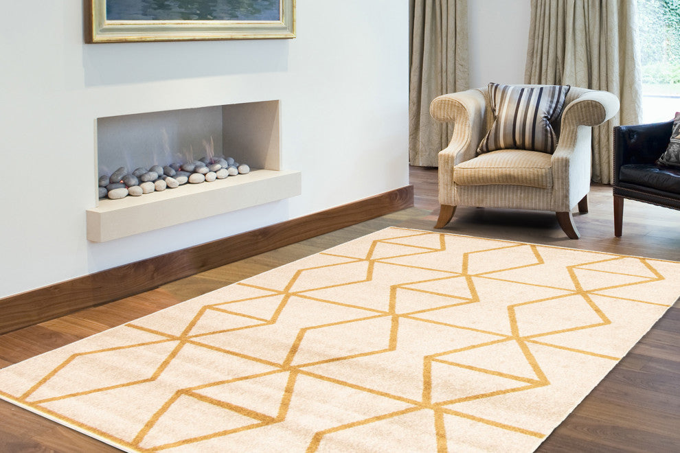 Ana eCarpetGallery Area Rug, Ivory-Gold, 3'11"x5'7"