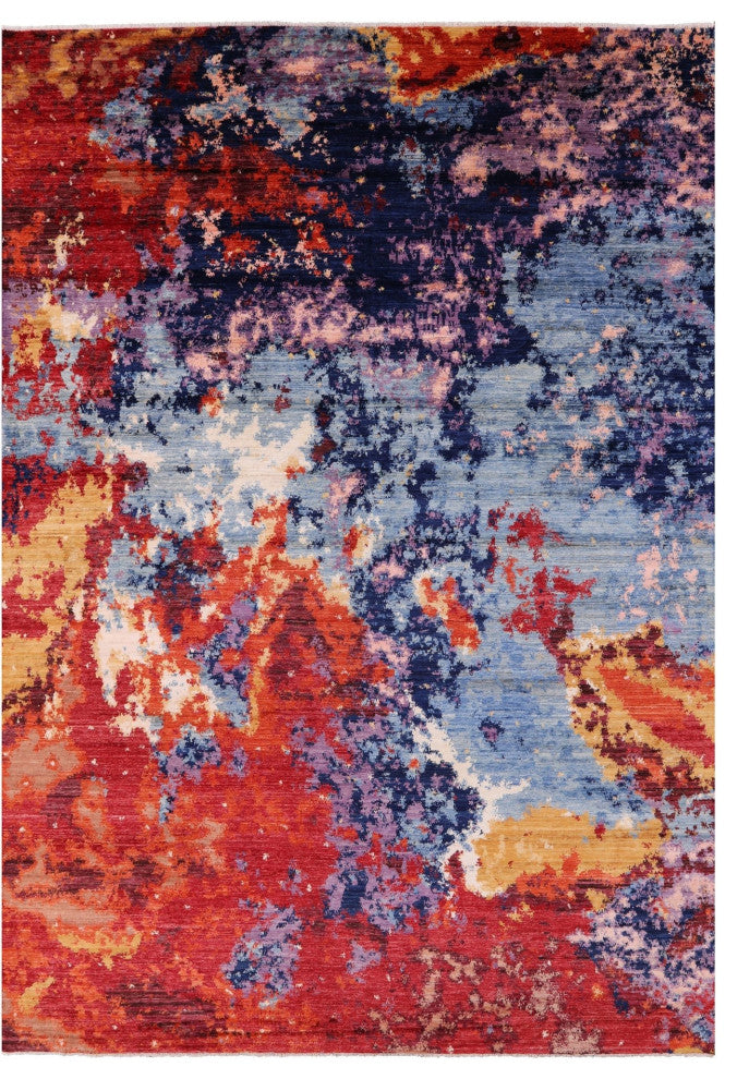 9' 10" X 13' 7" Handmade Modern Abstract Wool Rug Q9661