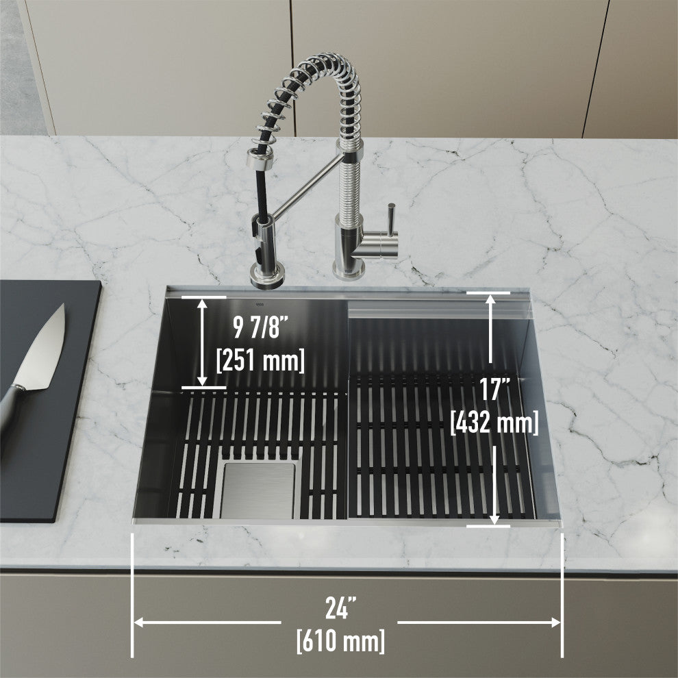 Hampton 24"L x 17"W Stainless Steel Undermount Workstation Kitchen Sink