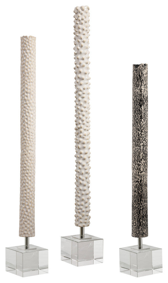 Uttermost 3-Piece Makira Cylindrical Sculpture Set