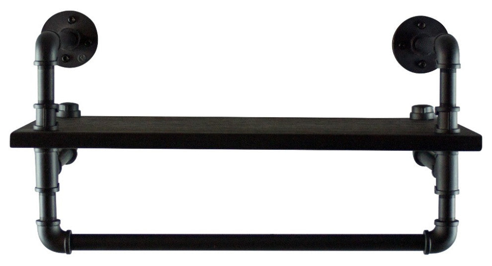 Ann Harbor Farmhouse Industrial 27" Wide Shelf Rack, Black Steel