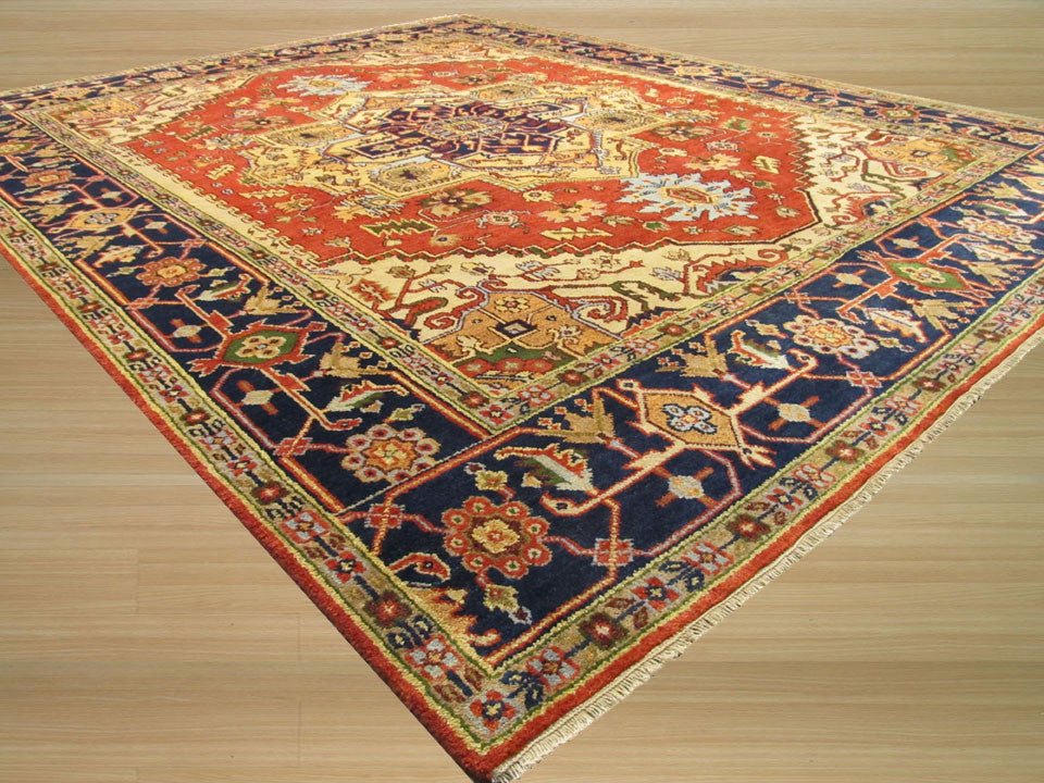 Hand-Knotted Wool Rust Traditional Oriental Serapi Rug, 9' X 12'