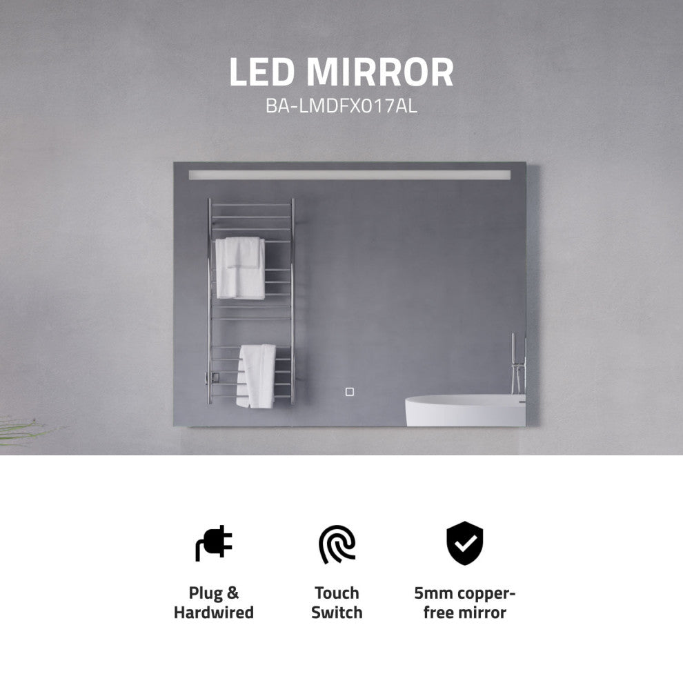 ANZZI 24" x 32" LED Front/ Bottom Lighting Bathroom Mirror With Defogger