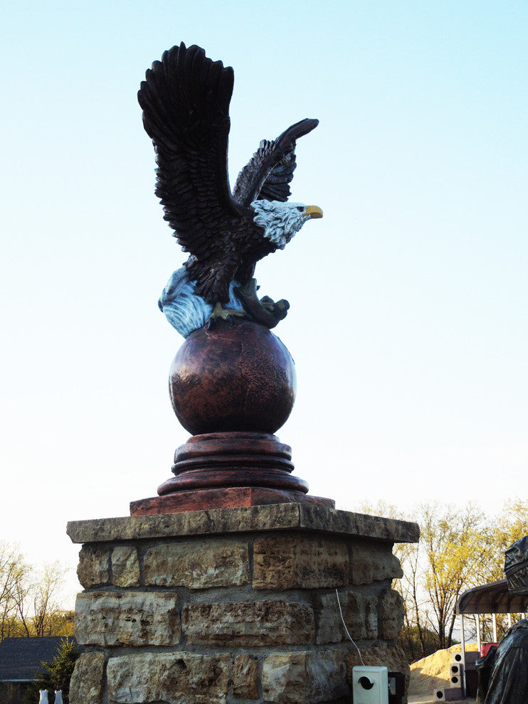 Eagle on Globe Concrete Statue in Detail Painted Finish